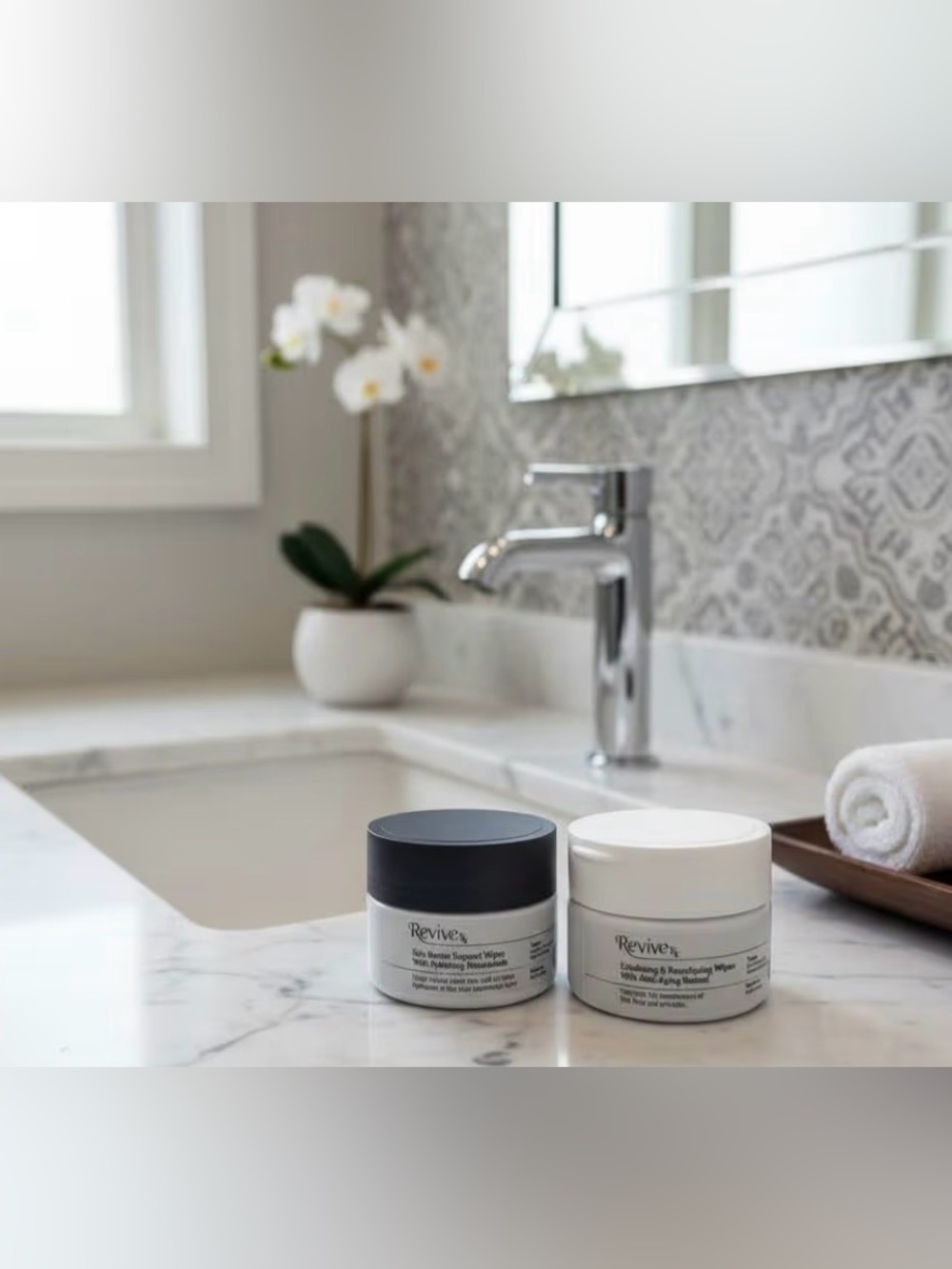 REVIVE RX Exfoliating & Resurfacing Wipes - White TOP Black TOP
